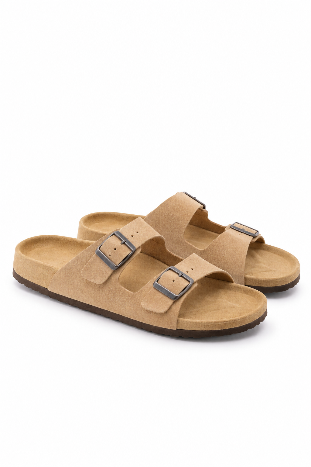 Tan Double Buckle Slides