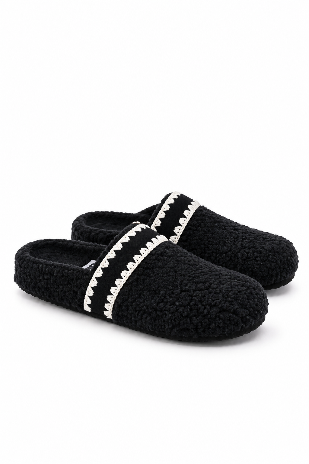 Black Trimmed Cosy Slippers