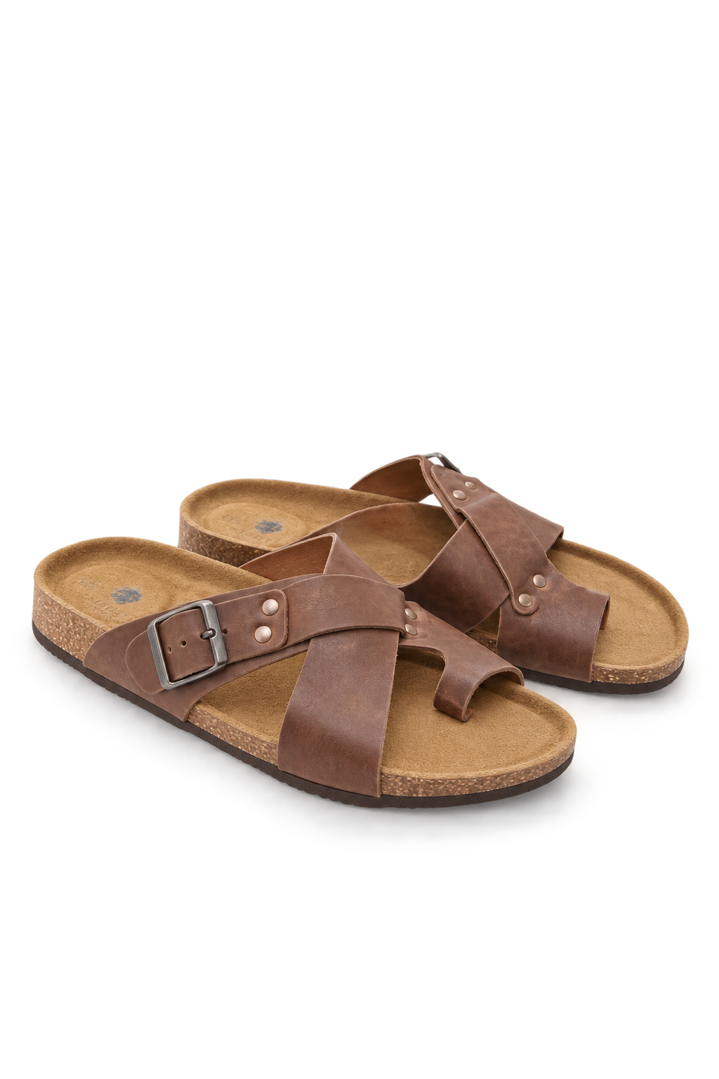 Brown Cross Strap Sandals