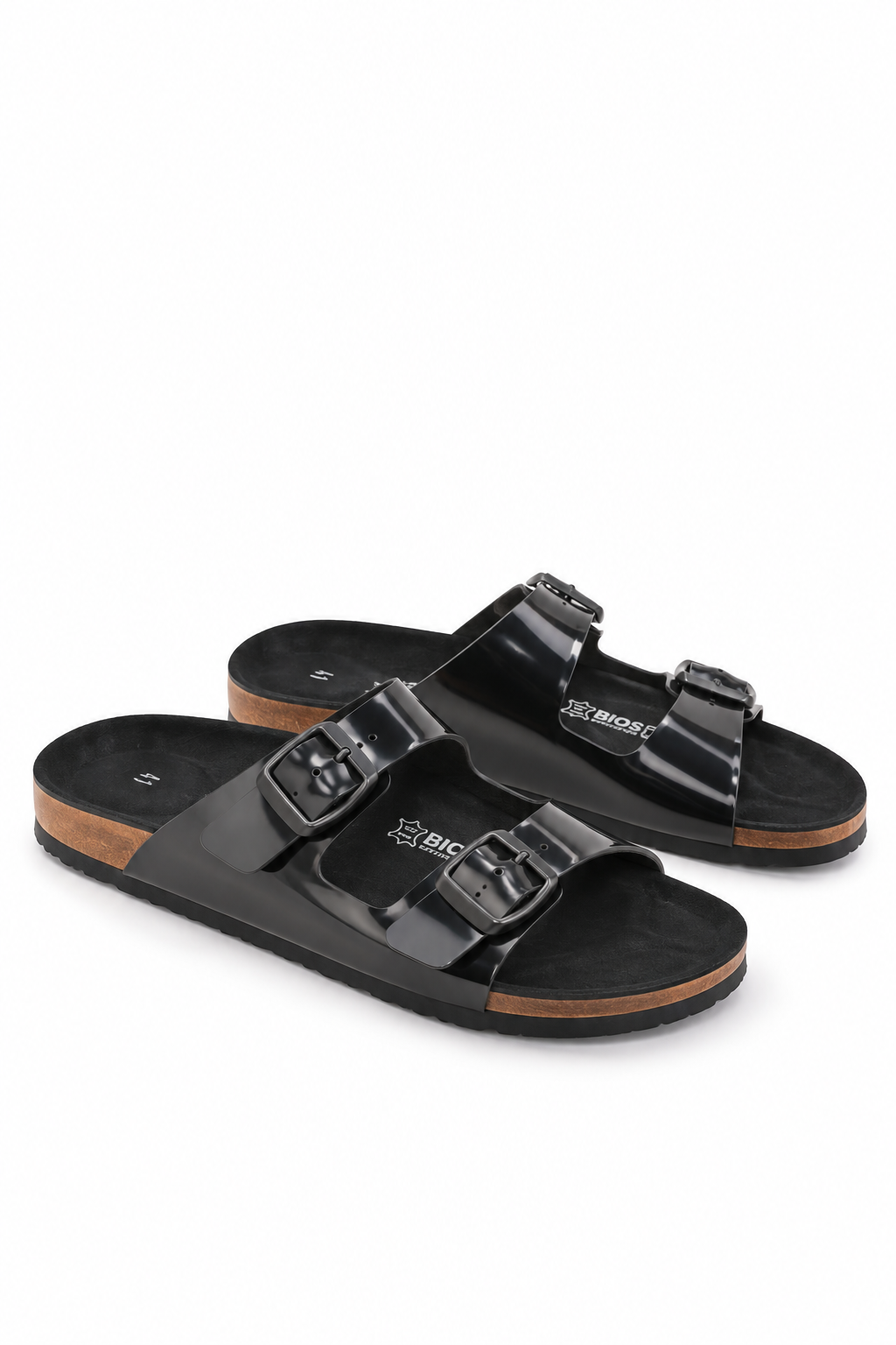 Black Glossy Buckle Slides