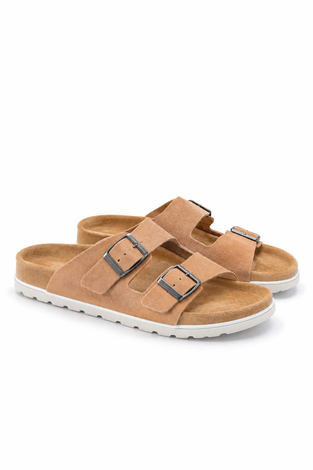 Peach Double Buckle Slides