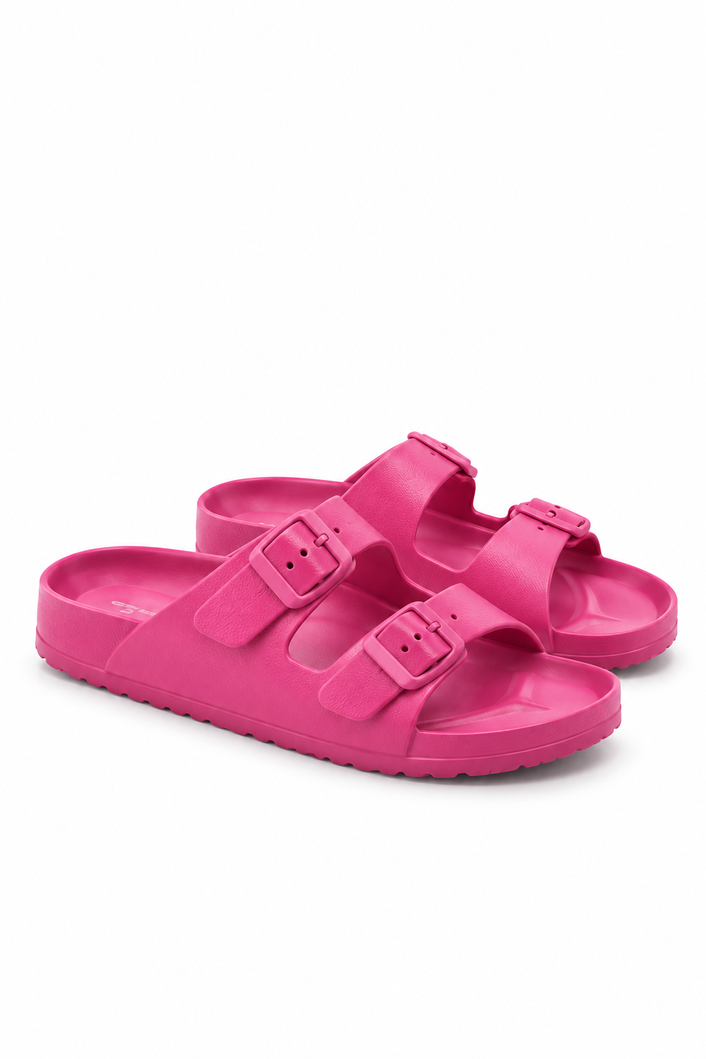 Fuchsia Double Buckle Slides