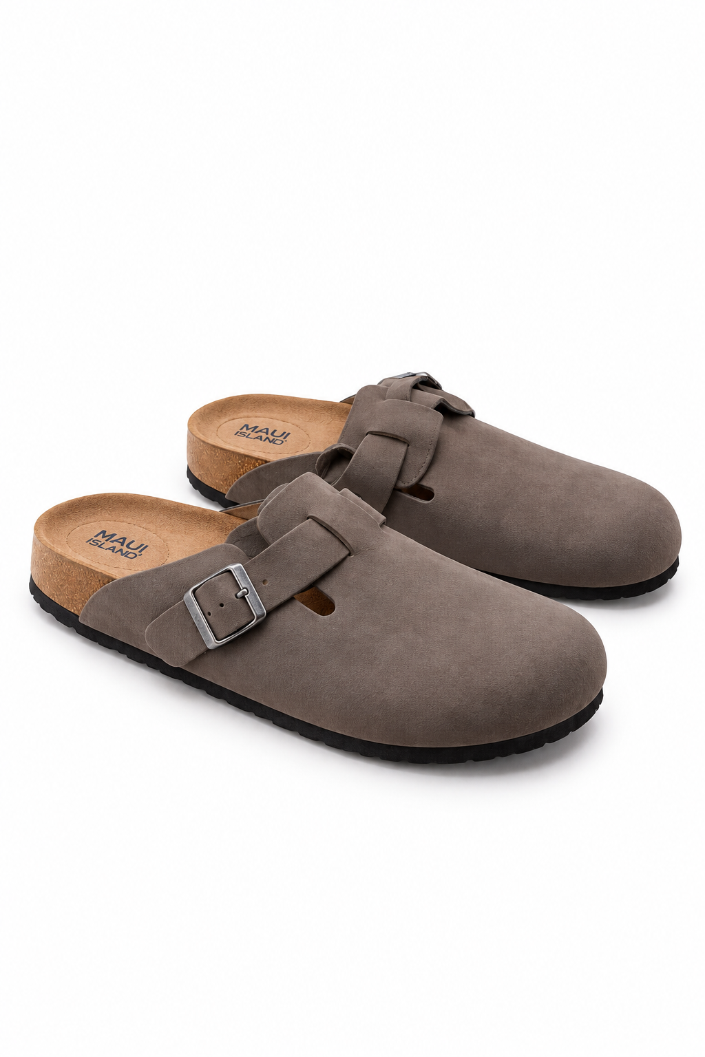 Charcoal Textured Buckle Clogs
