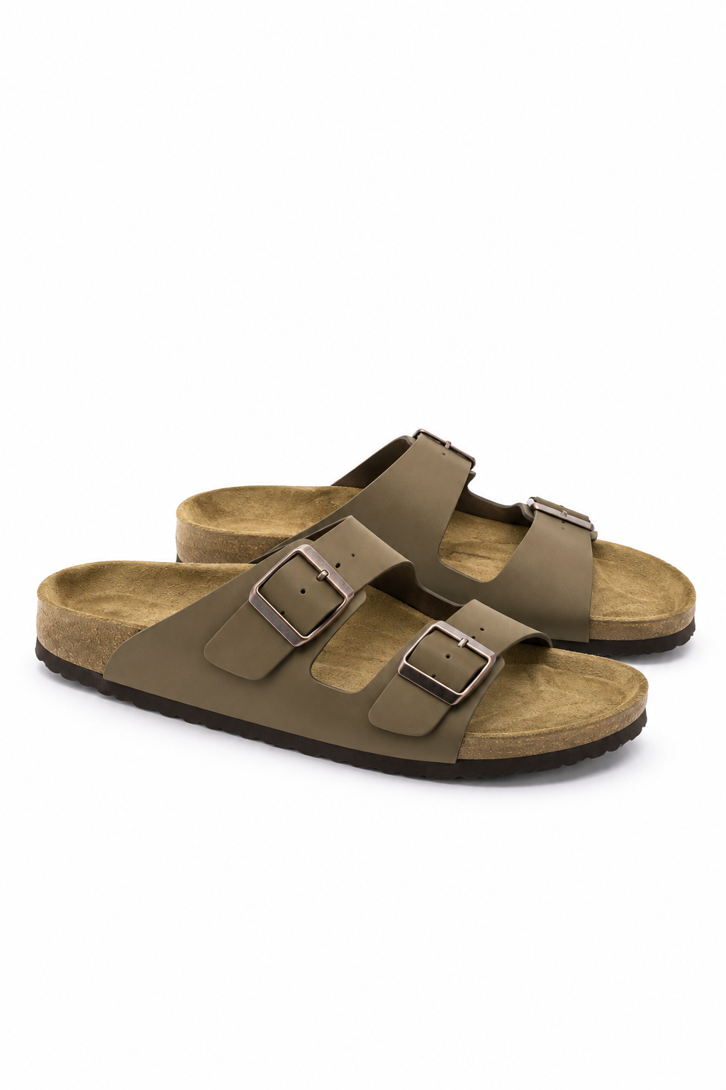Taupe Classic Buckle Slides