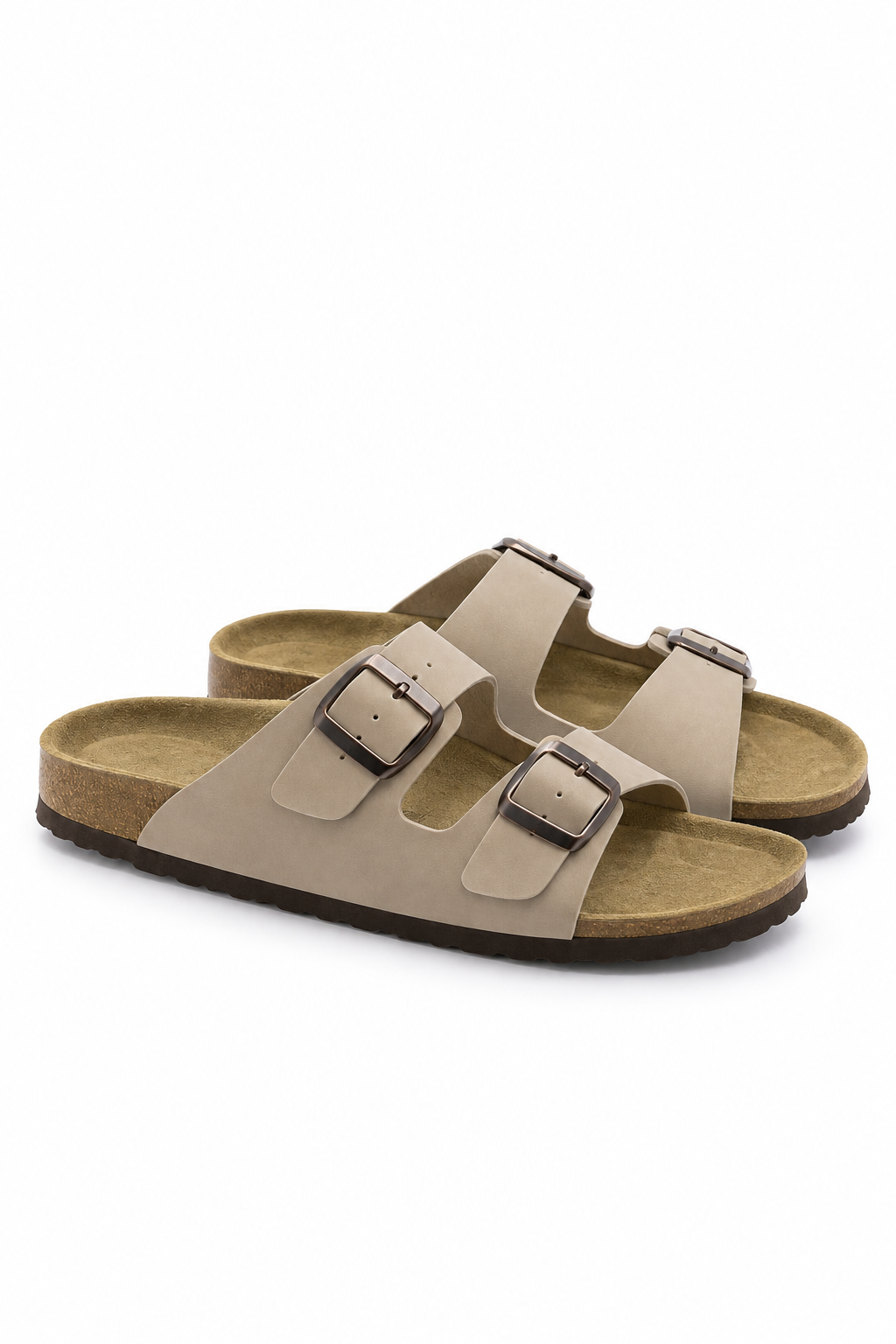 Light Taupe Buckle Slides