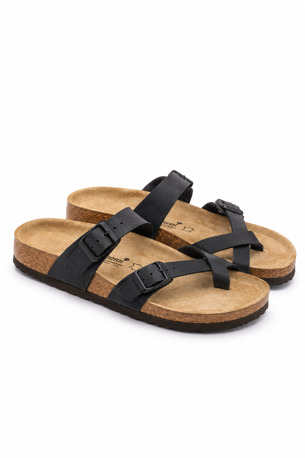 Black Cross Strap Buckle Sandals