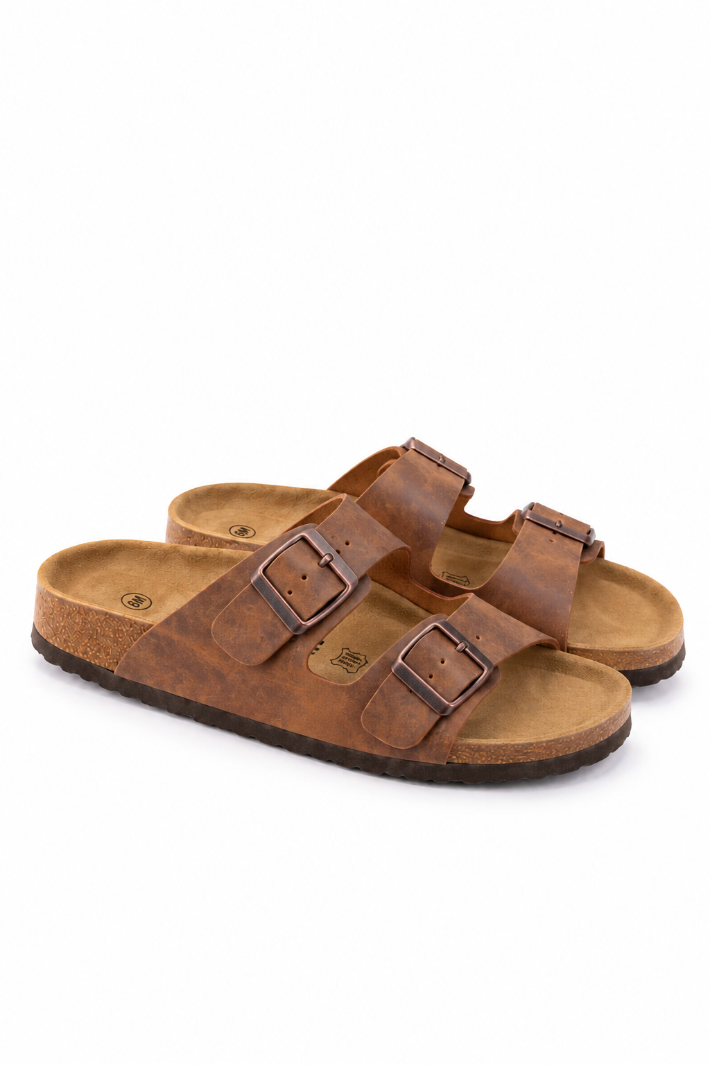 Brown Double Buckle Slides
