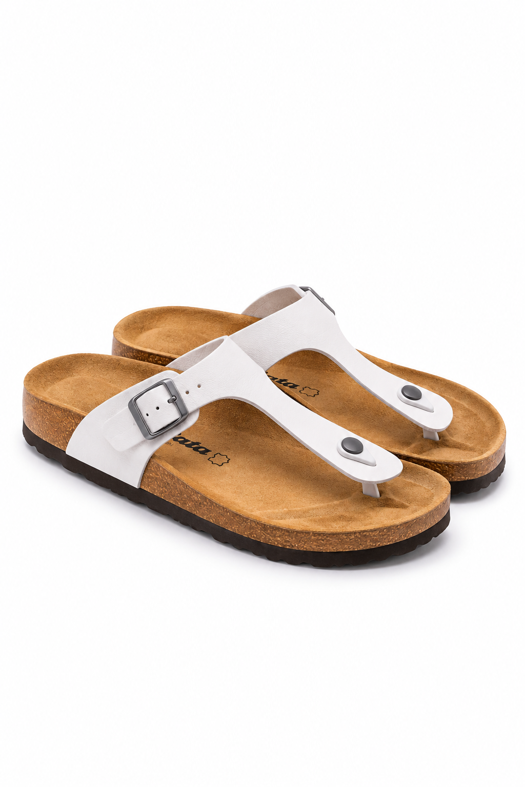 White Toe Post Buckle Sandals