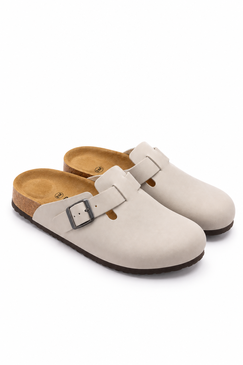 Grey Buckle Clogs